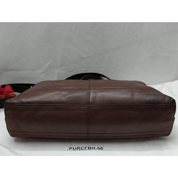 Coach Brown Leather Briefcase Messenger Zipper Closure Crossbody Bag - Picture 7 of 16